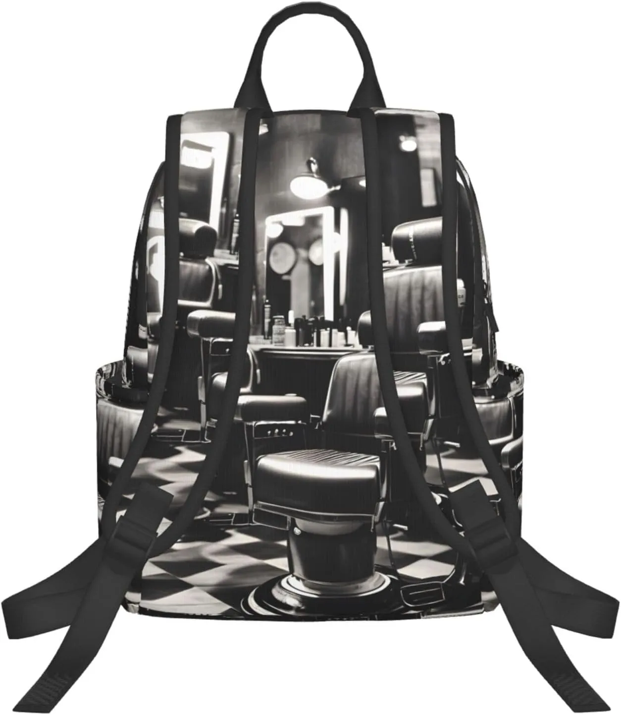 Barber Shop Monochrome Style Print Simple And Lightweight Leisure Backpack, Men'S And Women'S Fashionable Travel Backpack