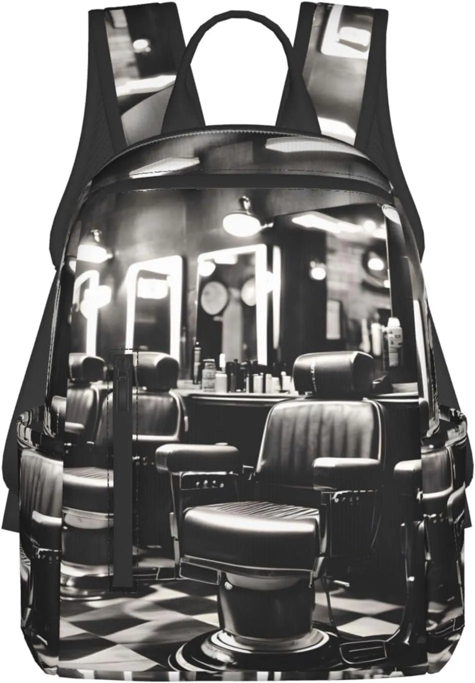 Barber Shop Monochrome Style Print Simple And Lightweight Leisure Backpack, Men'S And Women'S Fashionable Travel Backpack