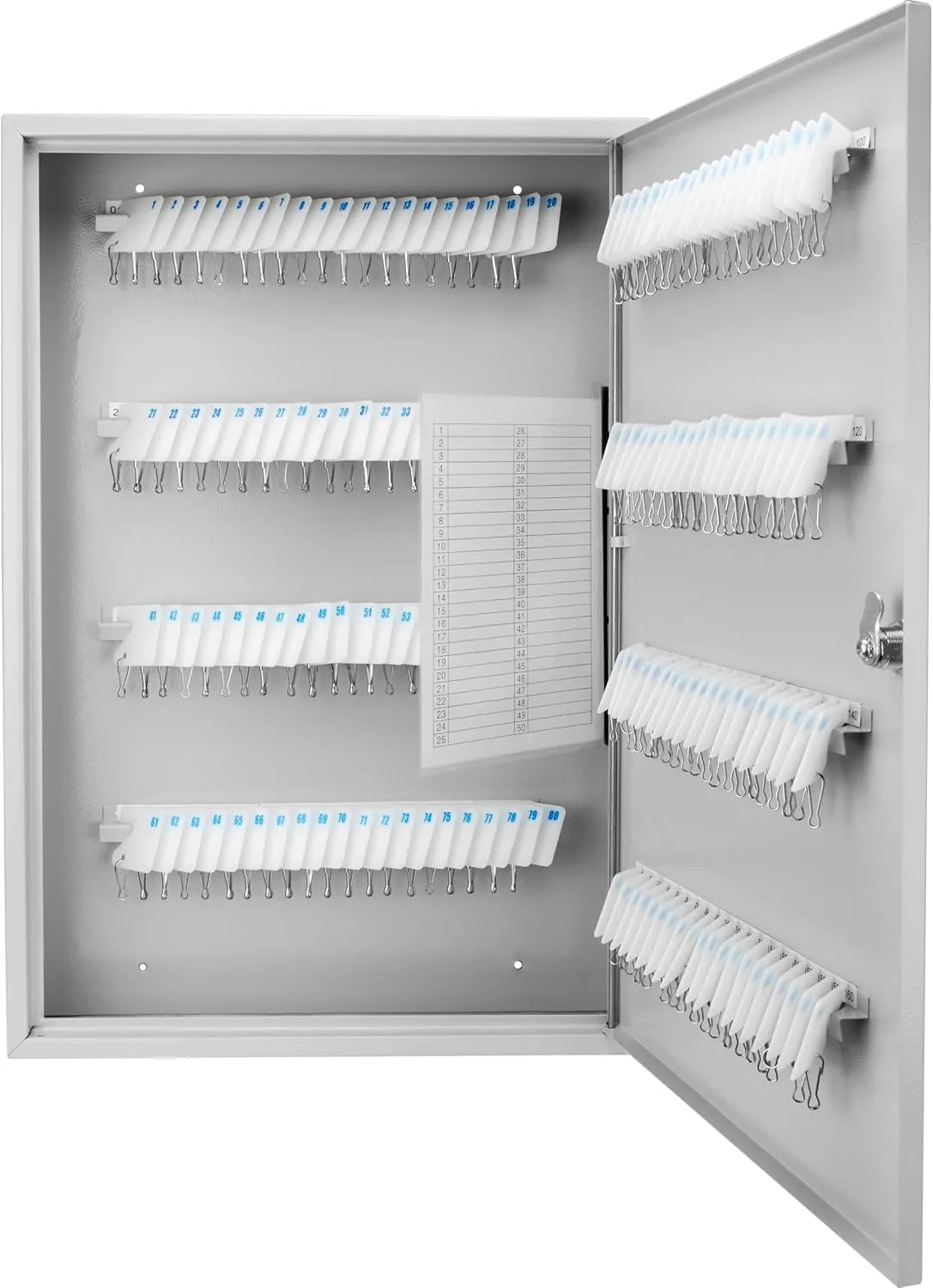 Barska Key Lock Key Cabinet Lock Box with Numbered Hooks and Tags - 160 POSITION - WHITE TAGS