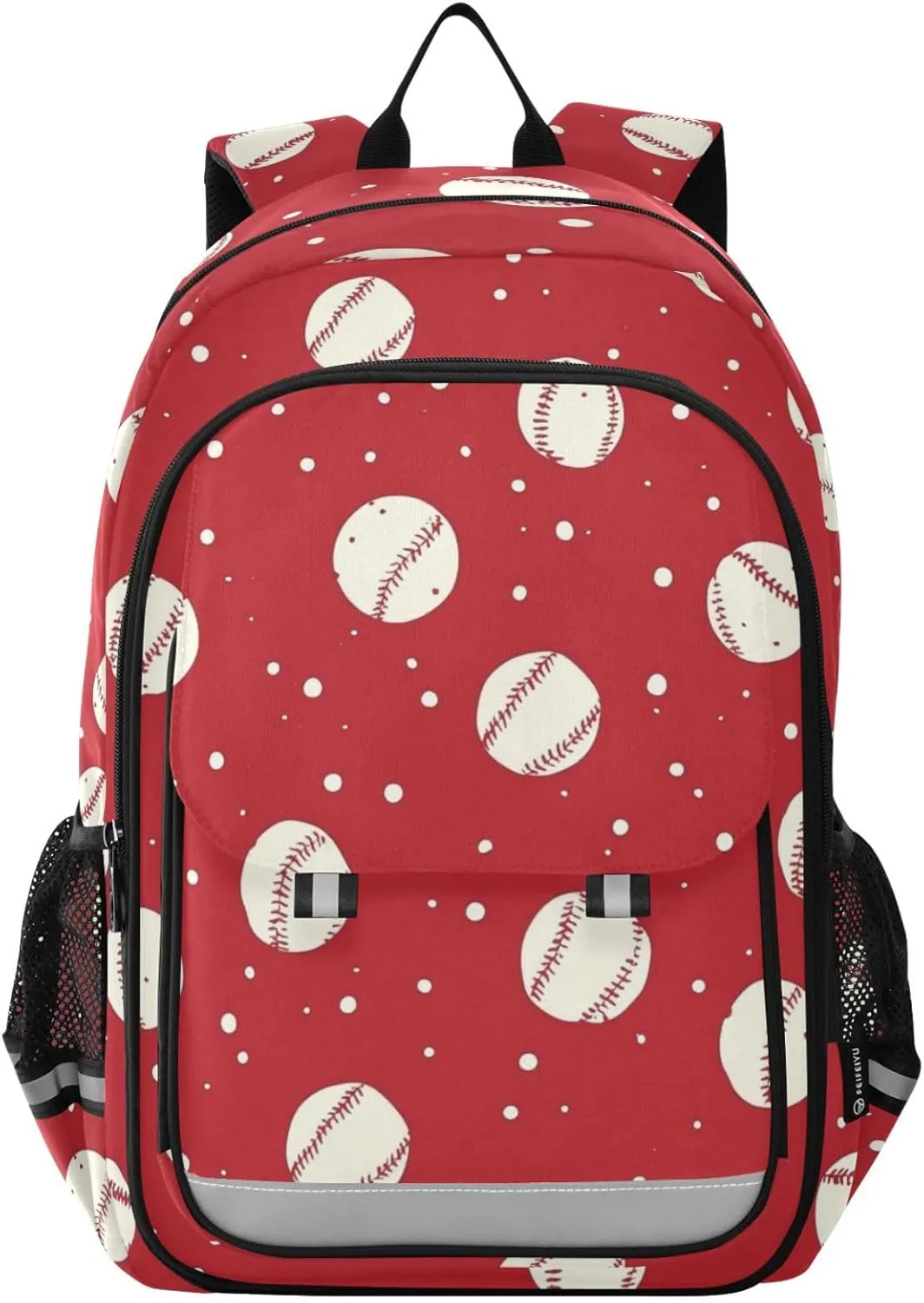 Baseball Cartoon Balls Backpack for Boys Girls Elementary School Bag Kids Bookbag Travel Rucksack With Reflective Stripes