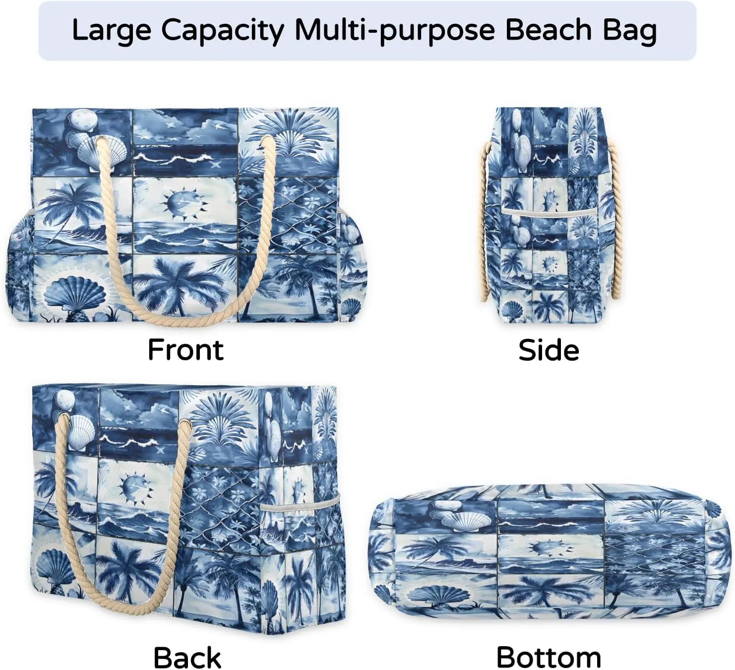 Beach Bags for Women, Large Waterproof Beach Tote Bag for Gym Grocery Travel