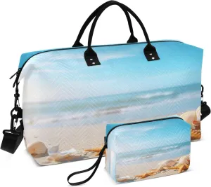 Beaches Seashores Travel Duffel Bags with Toiletry Bag for Travel Gym Yoga Weekender Bag