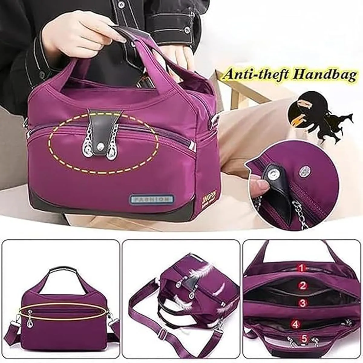 Beautifuldeer Anti Theft Handbag for Women, Large Crossbody Bag for Women Travel, Fashion Waterproof Large Capacity (Dark Gray)