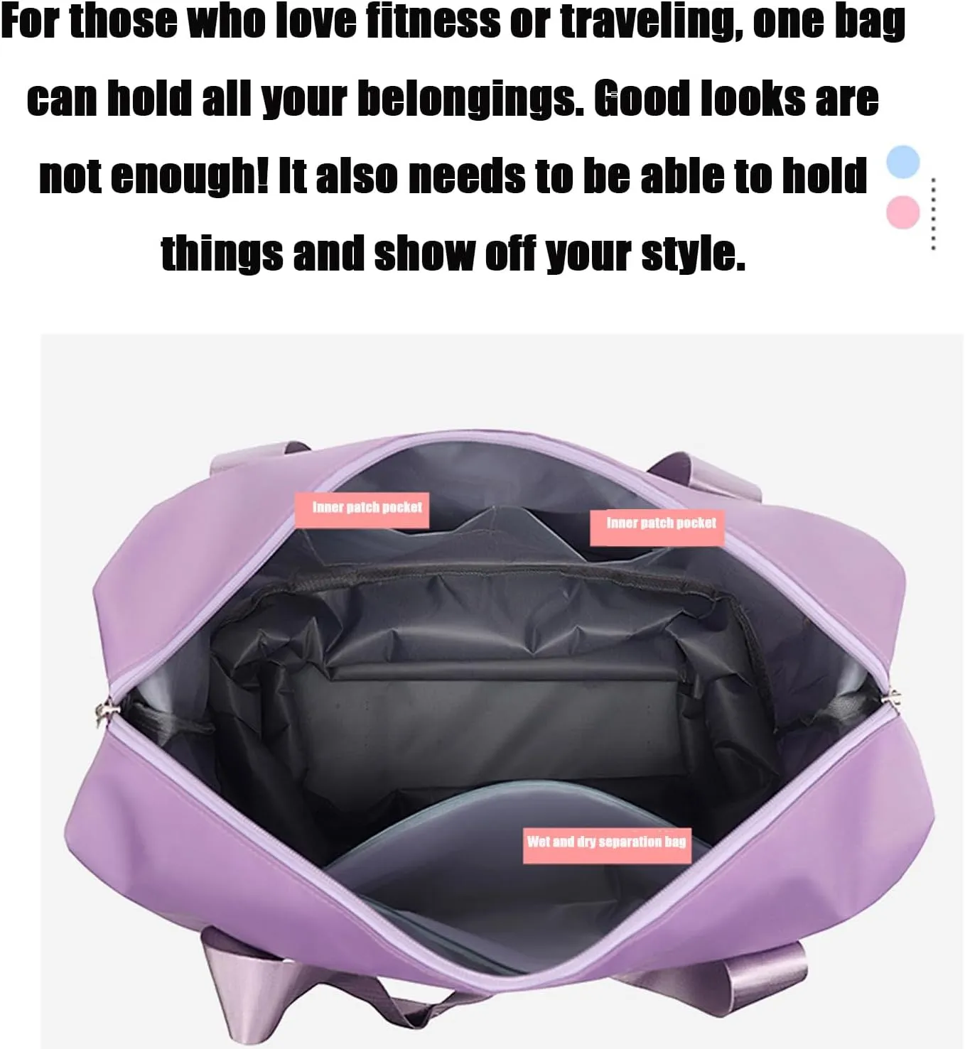 Beente Travel Bag with Wheels, Kulken Travel Bag with Removable Wheels, Universal Wheel Removable, Expandable Foldable (Pink)