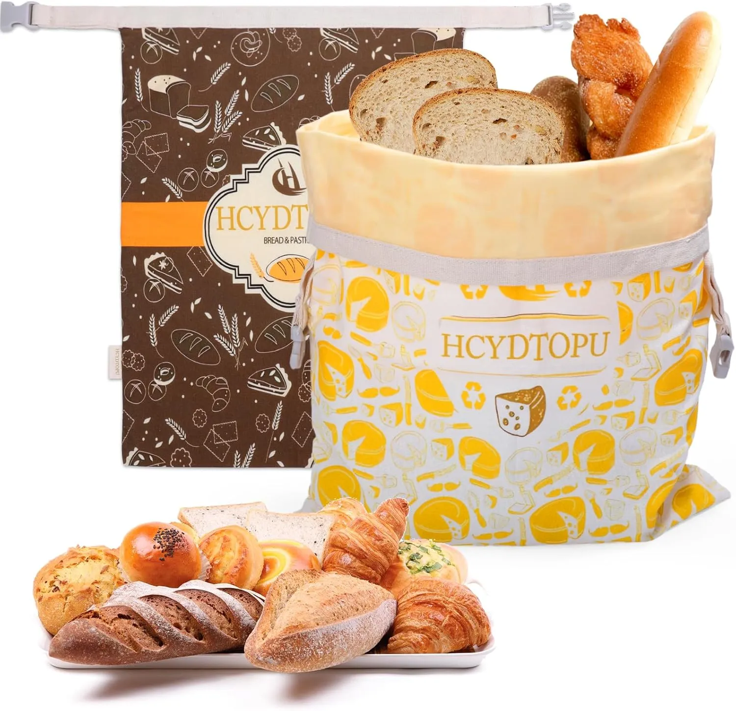 Beeswax Bread Bags for Homemade Sourdough Bread 2 Packs Reusable Cotton Beeswax Food Storage Bags to Keep Fresh Freezer Safe Easy to Clean Perfect Bag for Home Baked