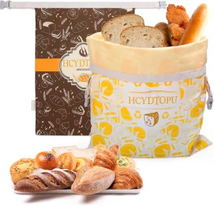 Beeswax Bread Bags for Homemade Sourdough Bread 2 Packs Reusable Cotton Beeswax Food Storage Bags to Keep Fresh Freezer Safe Easy to Clean Perfect Bag for Home Baked