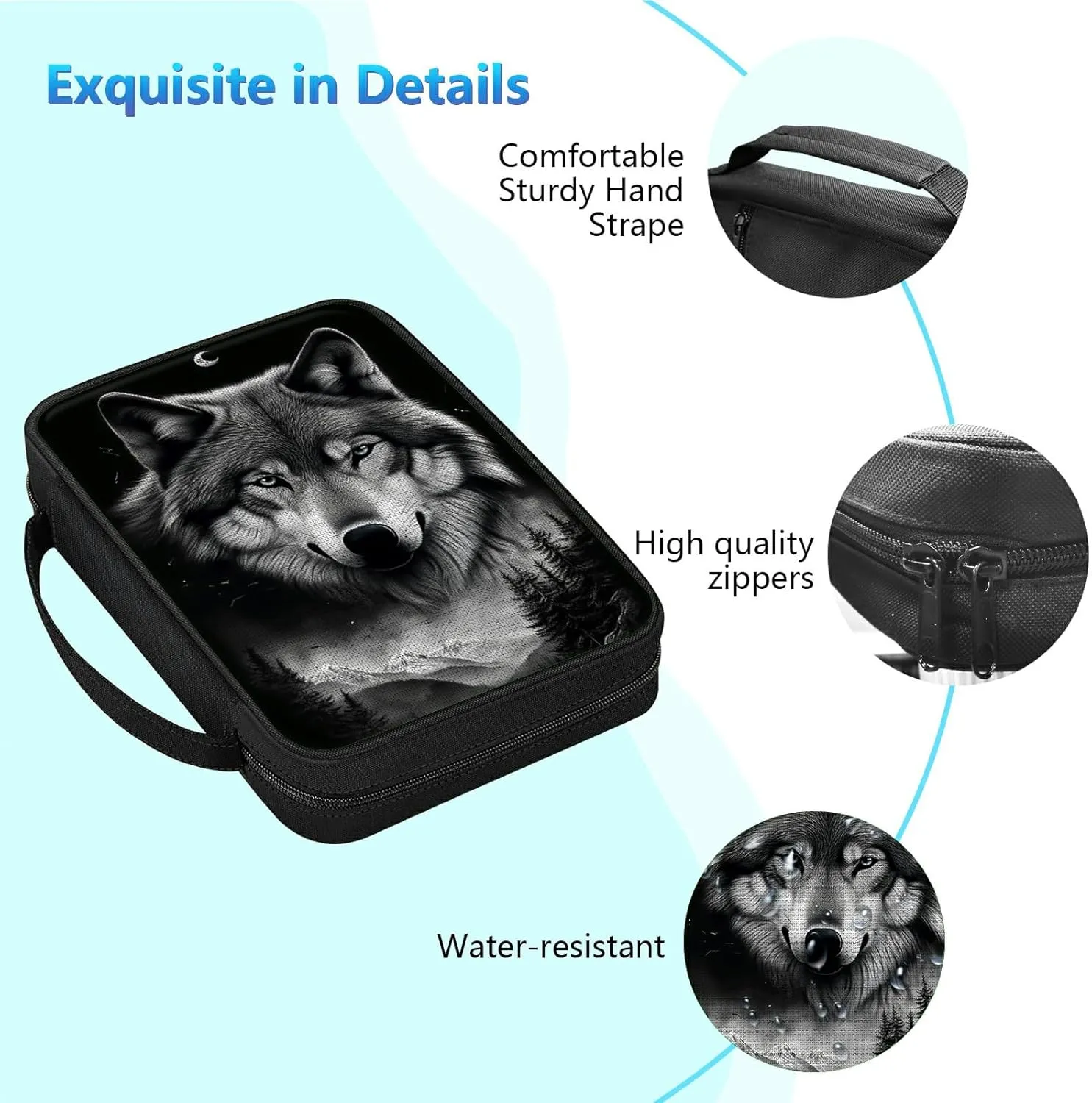 Bible Cover Case for Women, Mountain Wolf Bible Church Bag with Handle and Zippered Pocket - Fits Standard & Large Size Study Bible Protector