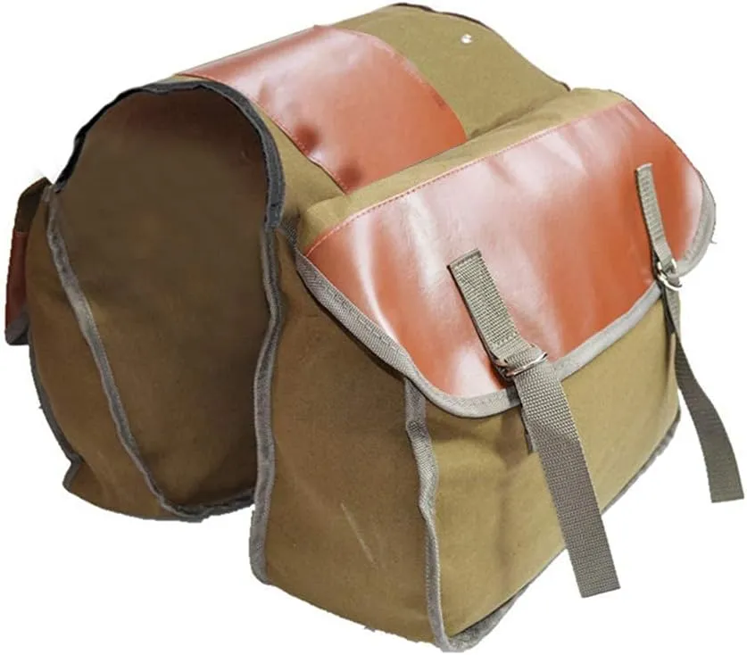Bicycle Bag Double Bag Carrier Bag, 40L Waterproof Large Panniers, Rear Seat Trunk Bag with Strap, Tear-Resistant Pannier Bag for Commuter Carrier Pannier Back Seat-Khaki