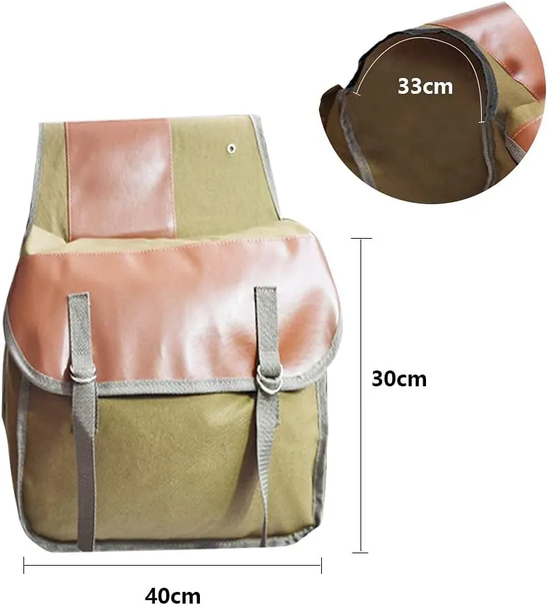 Bicycle Bag Double Bag Carrier Bag, 40L Waterproof Large Panniers, Rear Seat Trunk Bag with Strap, Tear-Resistant Pannier Bag for Commuter Carrier Pannier Back Seat-Khaki