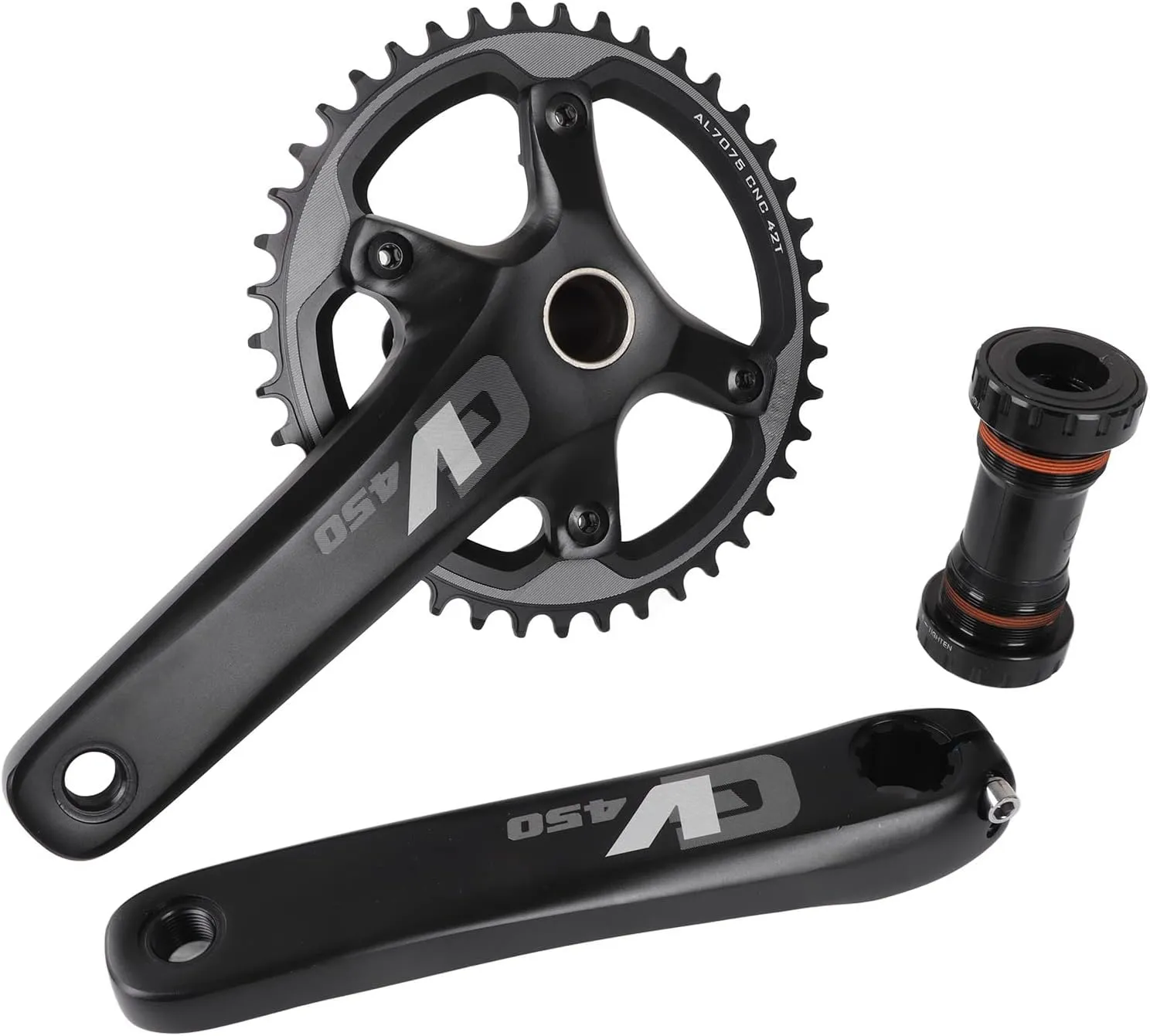 Bicycle Crankset 172.5mm Integrated Hollow Black Bicycle Crankset for Pedaling