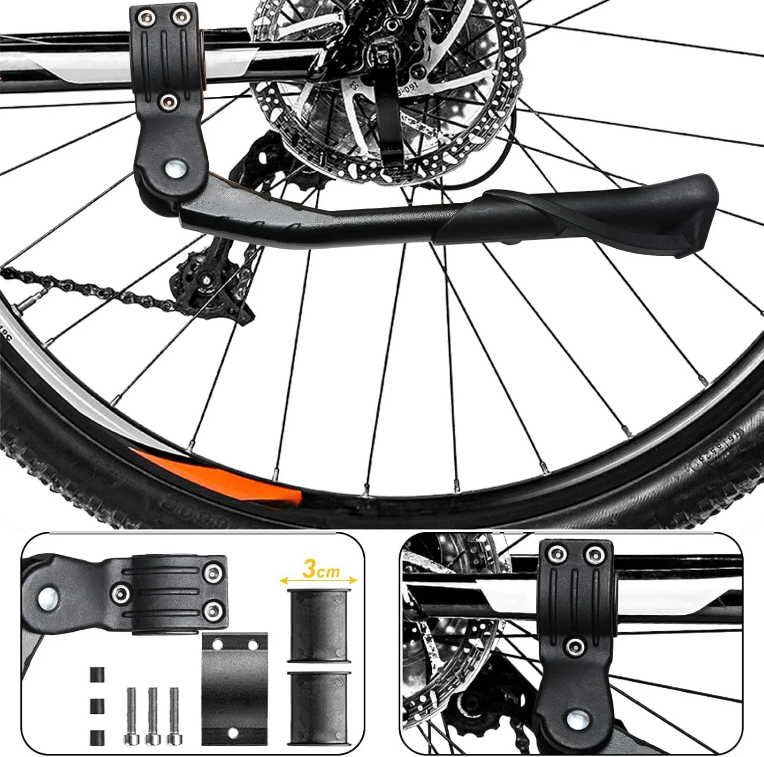Bicycle Kickstand for Bianchi San Lorenzo San Remo Sempre Pro Siena DAMA Six Days, Alloy Adjustable Height Rear Side Bicycle Kick Stand, for 24" - 29", Kickstand for Adult Bike,C