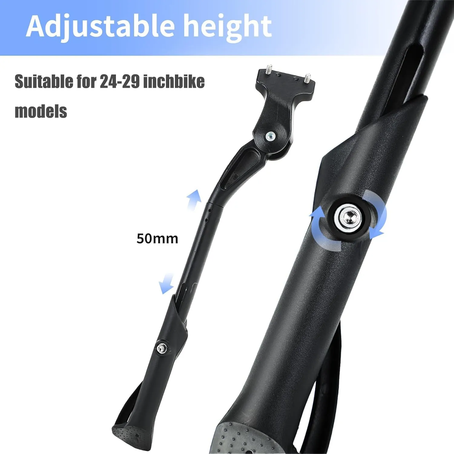 Bicycle Kickstand for Diamondback Andean Arden 3 Ascent EX Atroz 1 Axis Pro, Alloy Adjustable Height Rear Side Bicycle Kick Stand, for 24" - 29", Kickstand for Adult Bike,B