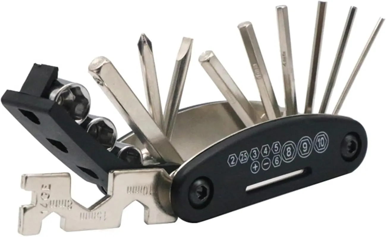 Bicycle Repair kit Bicycle Multifunction Tool Set Hex Screwdriver Chain Cutter Kit Folding Tire Repair Multitool Road Bike Repair Accessories Repair Tool (Color : Black B, Size : 1)