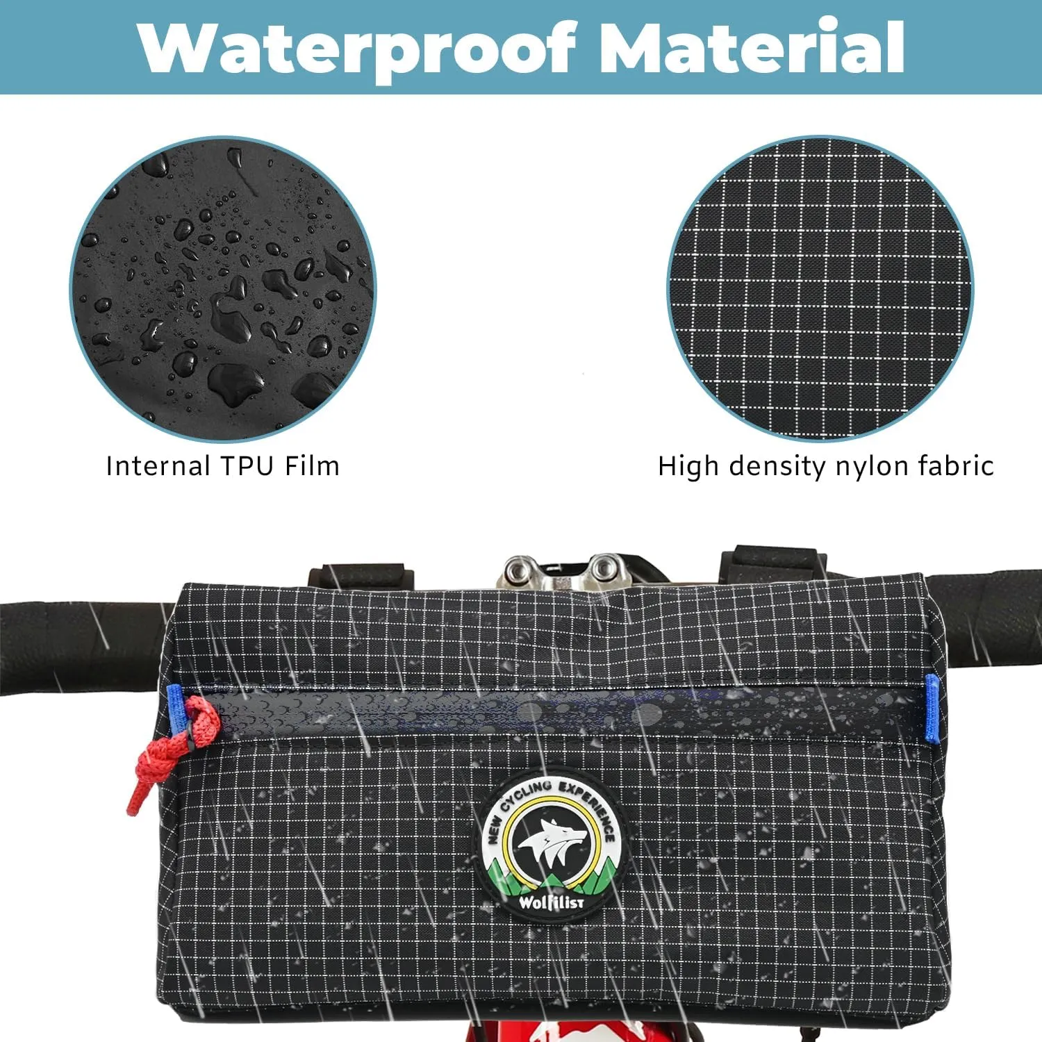 Bike Handlebar Bag, Bicycle Front Bag, Kids Handle Bar Bag, Storage Bag with Shoulder Strap for Men Women Kids Outdoor Road MTB Cycling(Black)