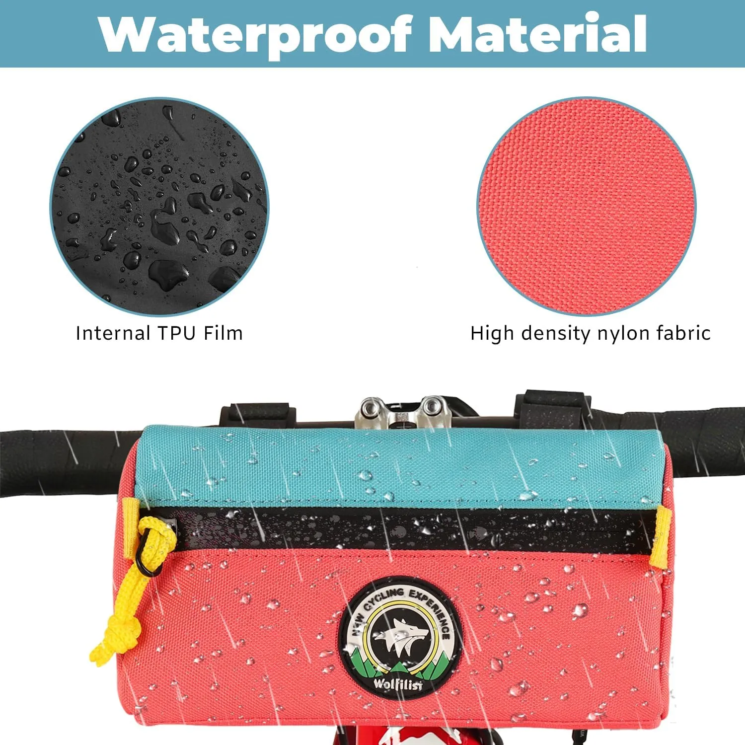 Bike Handlebar Bag, Bicycle Front Bag, Kids Handle Bar Bag, Storage Bag with Shoulder Strap for Men Women Kids Outdoor Road MTB Cycling(Pink Cyan)