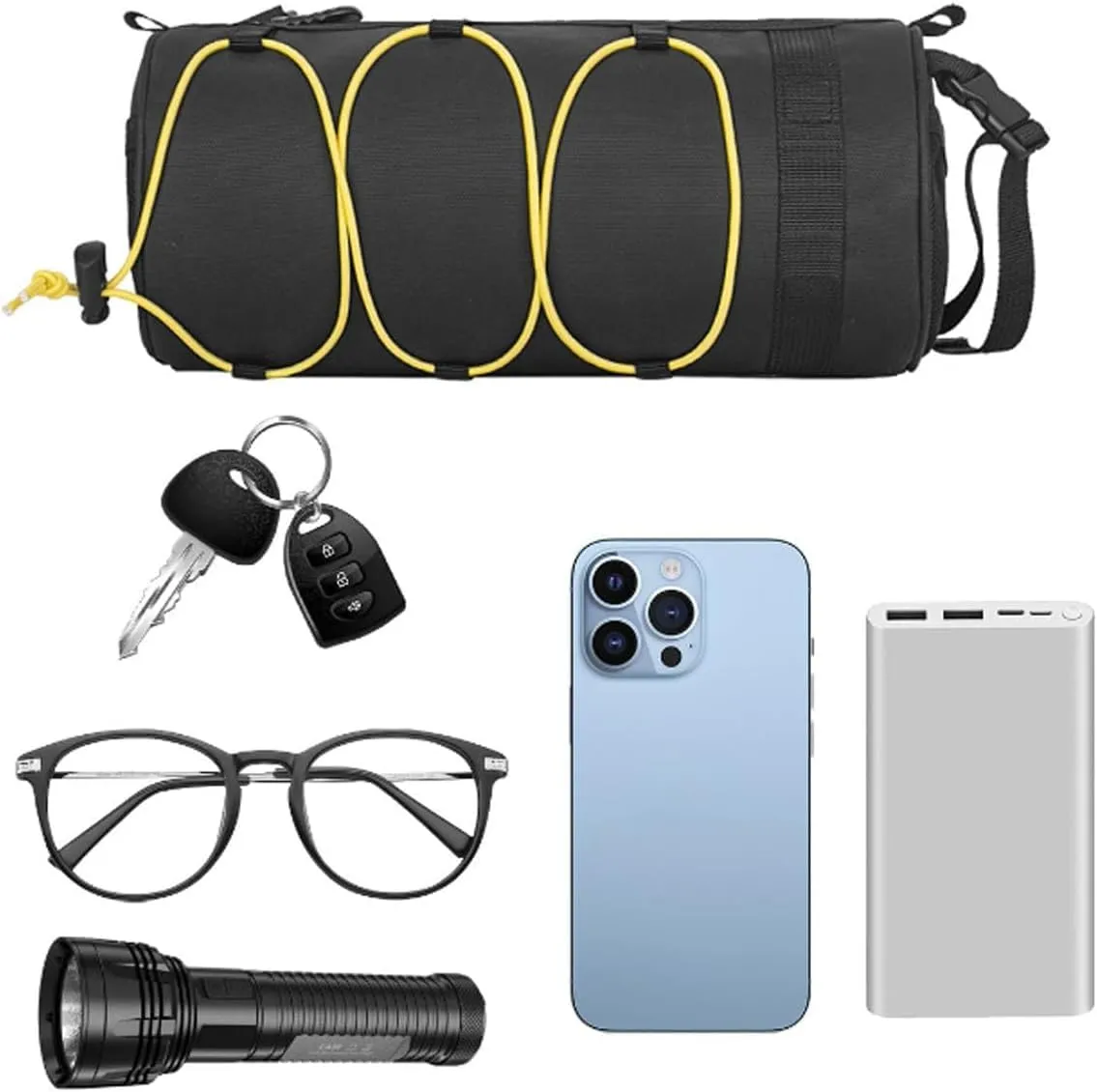 Bike Handlebar Bag Small Bicycle Handle Bar Bag Handlebar Storage Pouch Pack (Black)