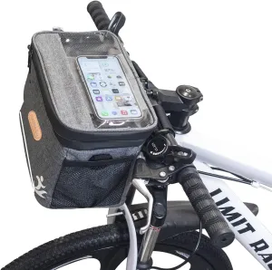 Bike Handlebar Bag with Touch Screen Phone Holder, Waterproof Front Basket, Insulated Cooler Lunch Bag