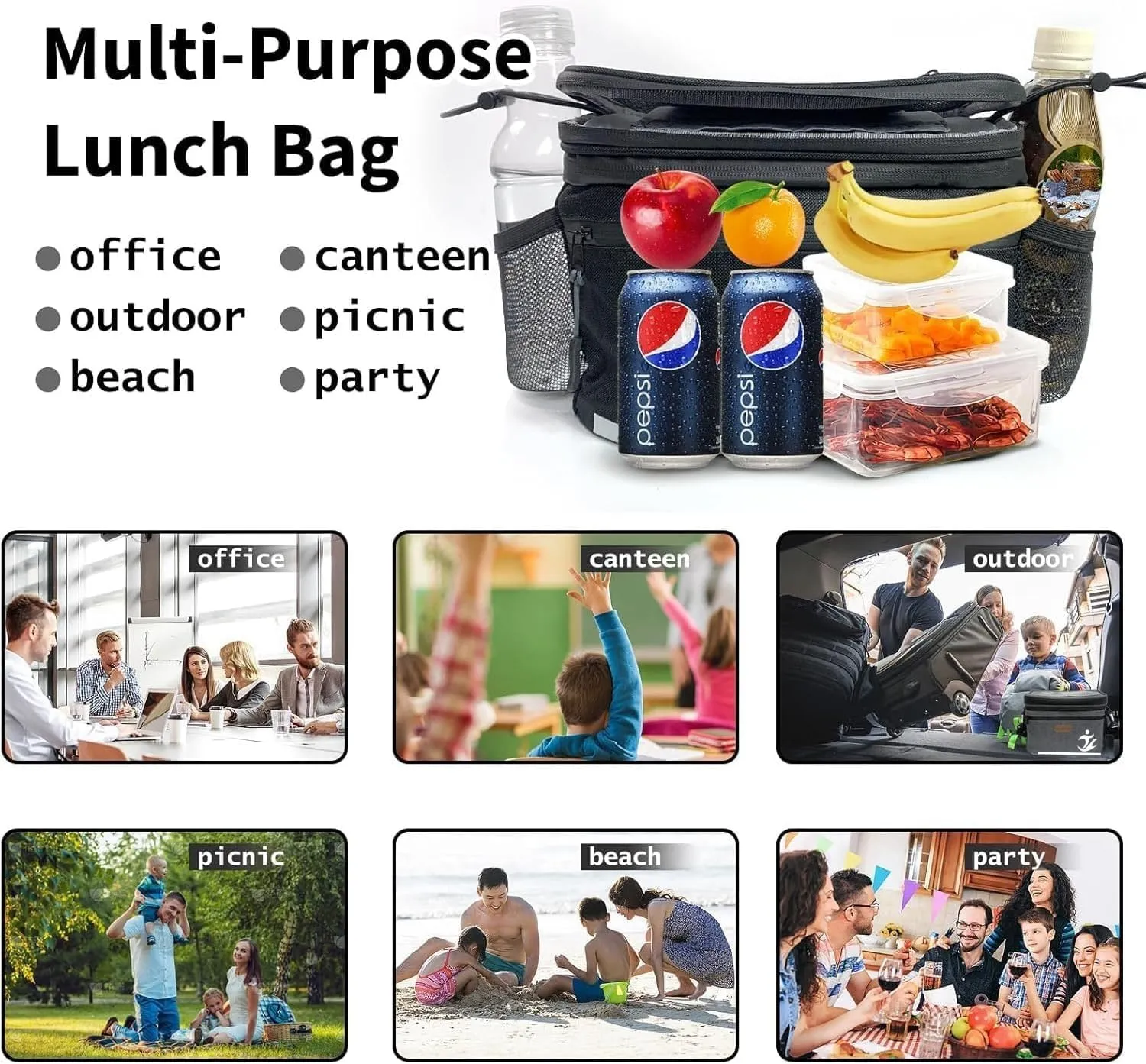 Bike Handlebar Bag with Touch Screen Phone Holder, Waterproof Front Basket, Insulated Cooler Lunch Bag