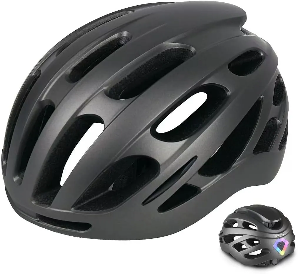 Bike Helmet Adult Men and Women, Road Cycling Helmet with Safe Tail Lights, Unisex Bicycle Helmet for Commuter Biking