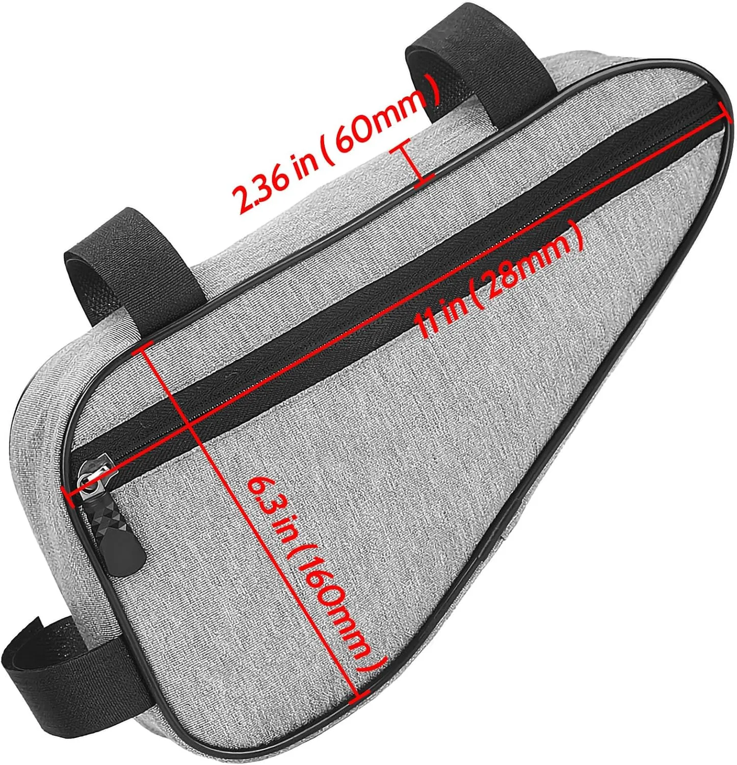 Bike Riding Triangle Bag Motorcycle Beam Bag Mountain Bike Tube Bag Saddle Riding Bag Most Bikes (Gray)