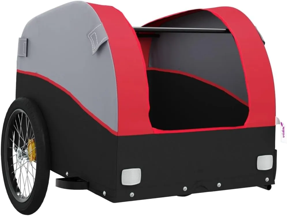 Bike Trailer Bicycle Trailer, Bicycle Cargo Trailer, Two-Wheel Bike Luggage Wagon Bicycle Trailer with Safety Flag, Black and Red 99.2 lb Iron 52.4"x26.8"x26.8", -177