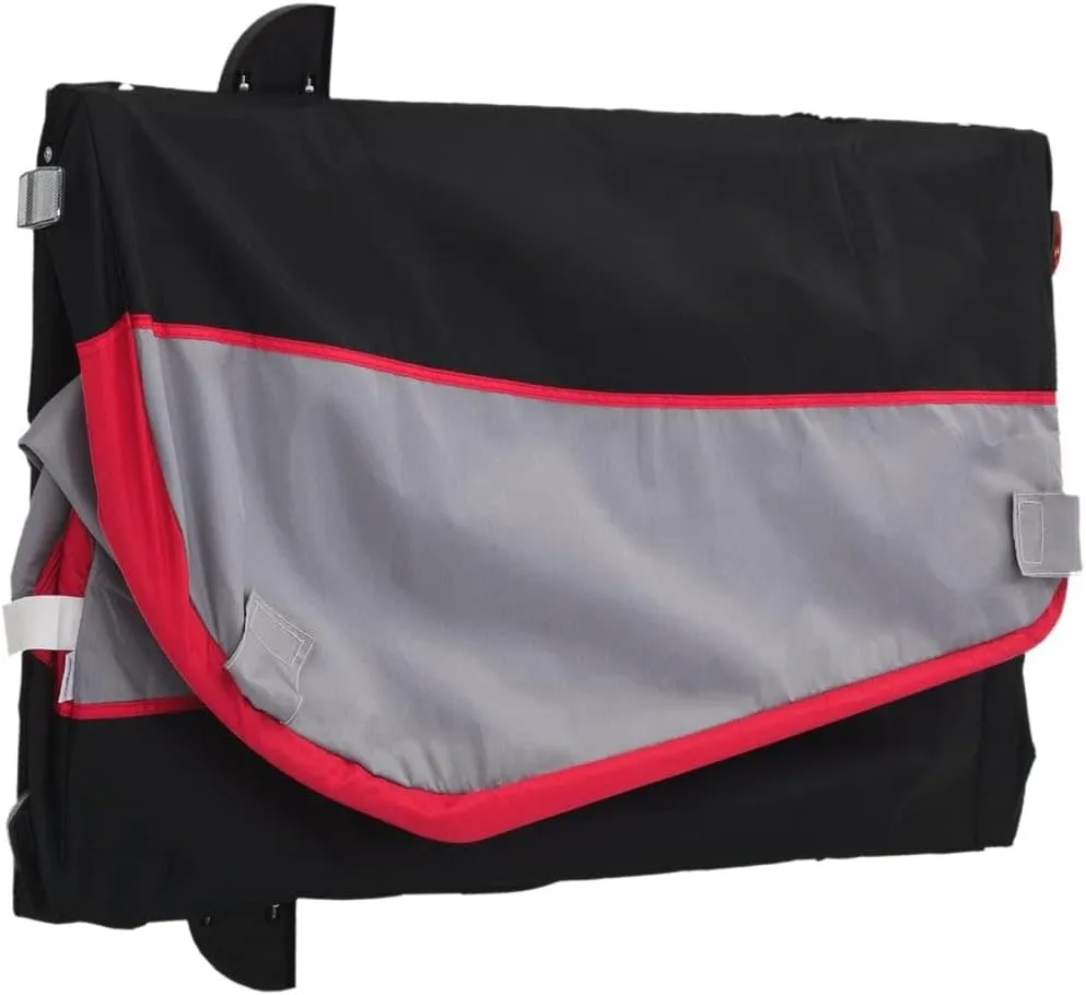 Bike Trailer Bicycle Trailer, Bicycle Cargo Trailer, Two-Wheel Bike Luggage Wagon Bicycle Trailer with Safety Flag, Black and Red 99.2 lb Iron 52.4"x26.8"x26.8", -177