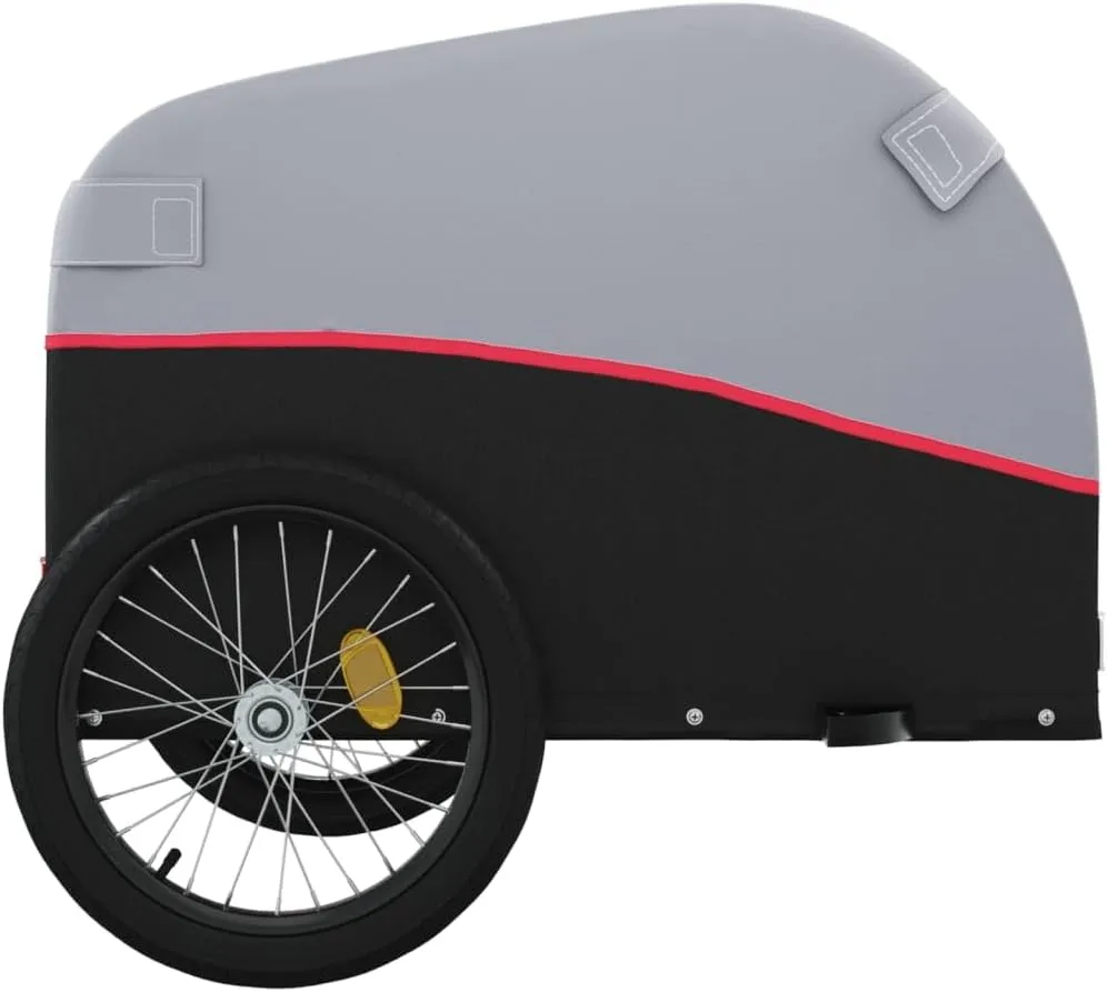 Bike Trailer Bicycle Trailer, Bicycle Cargo Trailer, Two-Wheel Bike Luggage Wagon Bicycle Trailer with Safety Flag, Black and Red 99.2 lb Iron 52.4"x26.8"x26.8", -177