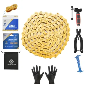 Bike/E-Bike Chain Kit ，8-11Speed Multi-Function Bike Mechanic Repair Kit ，Chain Breaker/Bicycle Chain Pliers/Chain Measuring Device/- for Shimano SRAM Campagnolo -Titanium Gold (X11-Titanium Gold)