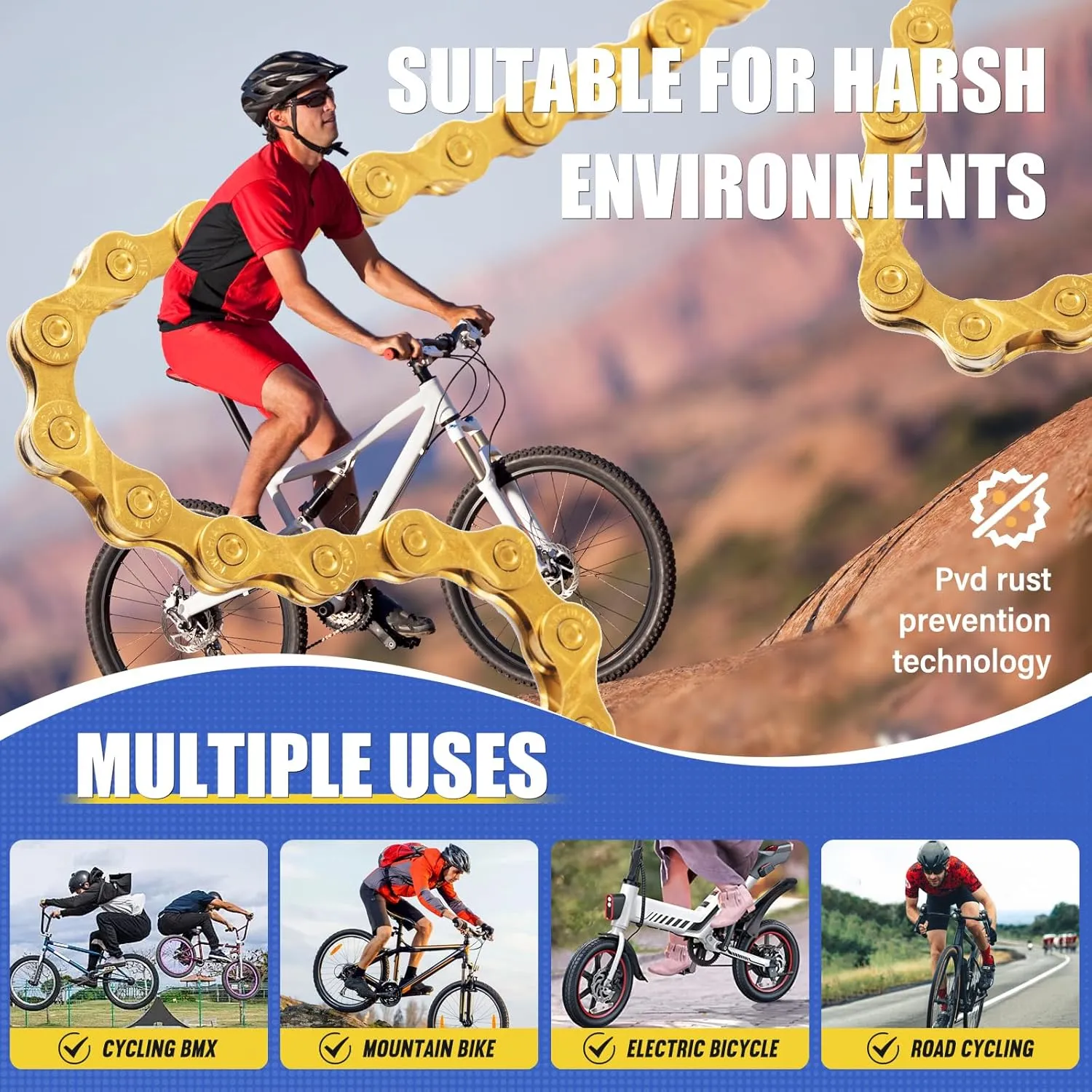 Bike/E-Bike Chain Kit ，8-11Speed Multi-Function Bike Mechanic Repair Kit ，Chain Breaker/Bicycle Chain Pliers/Chain Measuring Device/- for Shimano SRAM Campagnolo -Titanium Gold (X11-Titanium Gold)