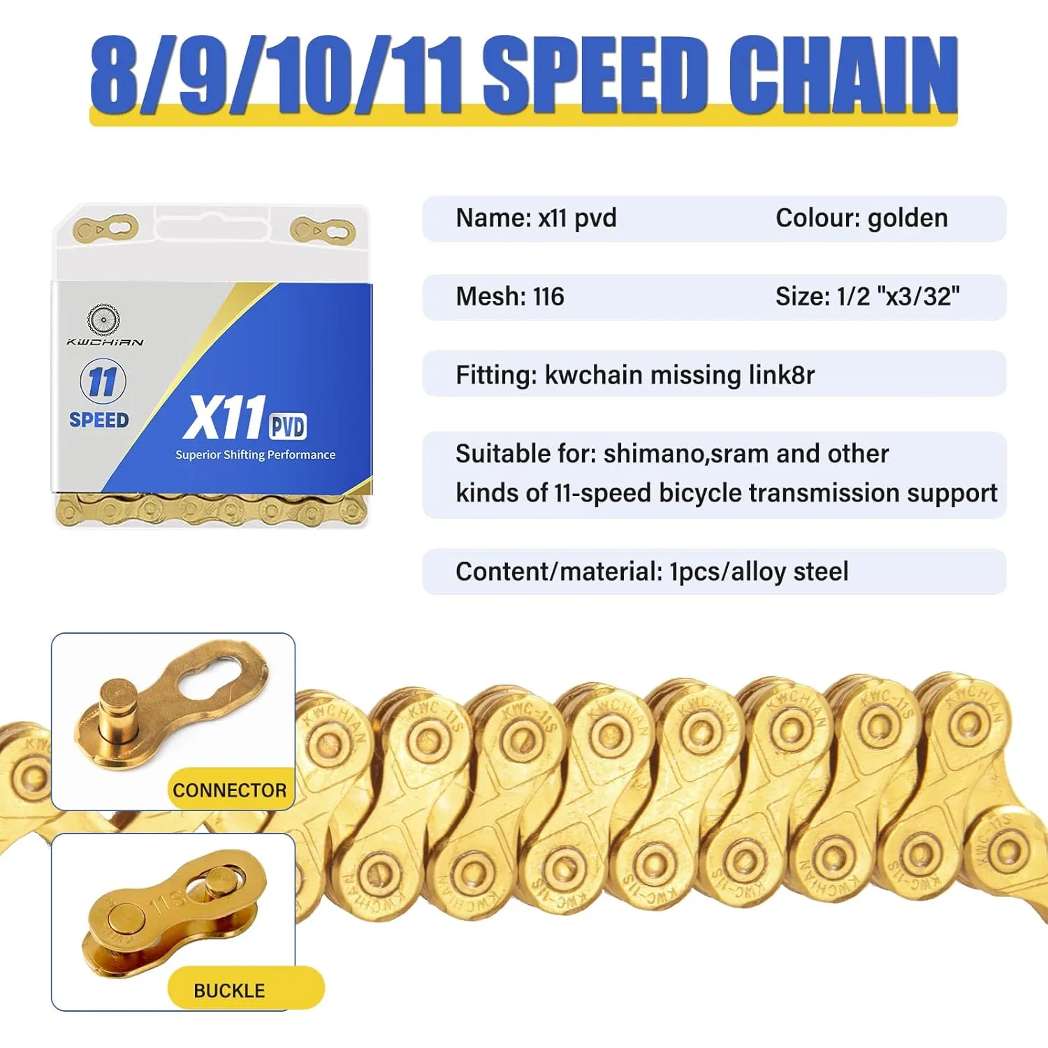 Bike/E-Bike Chain Kit ，8-11Speed Multi-Function Bike Mechanic Repair Kit ，Chain Breaker/Bicycle Chain Pliers/Chain Measuring Device/- for Shimano SRAM Campagnolo -Titanium Gold (X11-Titanium Gold)
