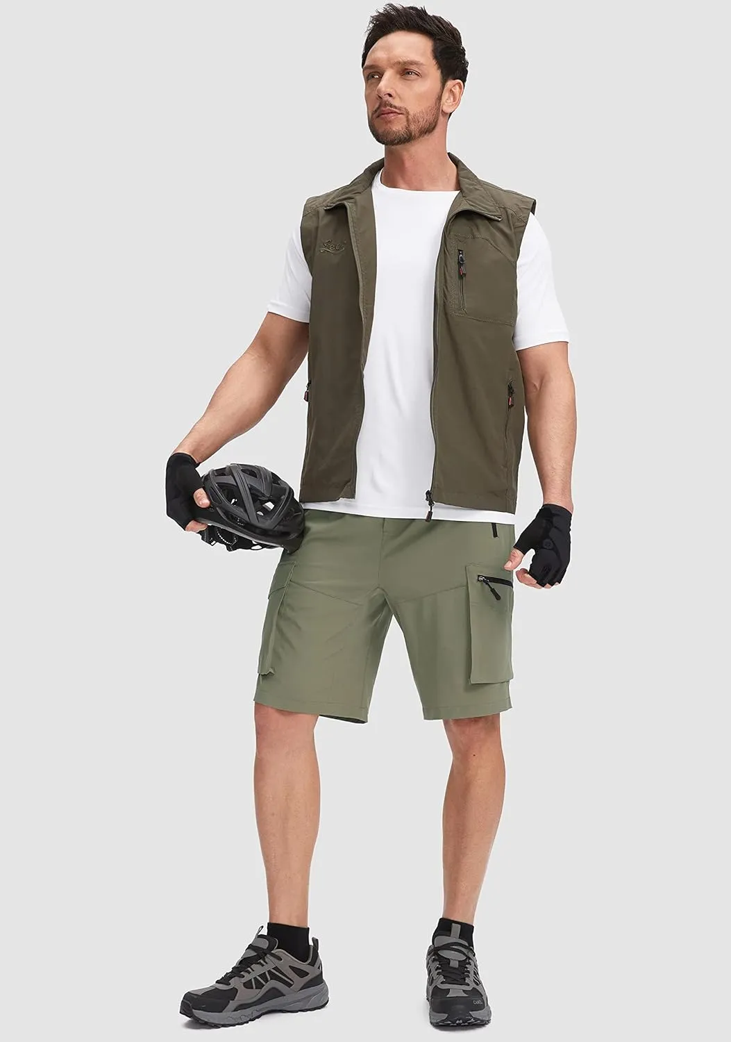 Bikewa Men's Mountain Bike Shorts 3D Padded Loose-fit Biking Riding Cycling Bicycle Biker Shorts Zipper Pockets