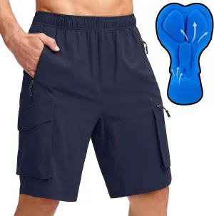 Bikewa Men's Mountain Bike Shorts 3D Padded Loose-fit Biking Riding Cycling Bicycle Biker Shorts Zipper Pockets