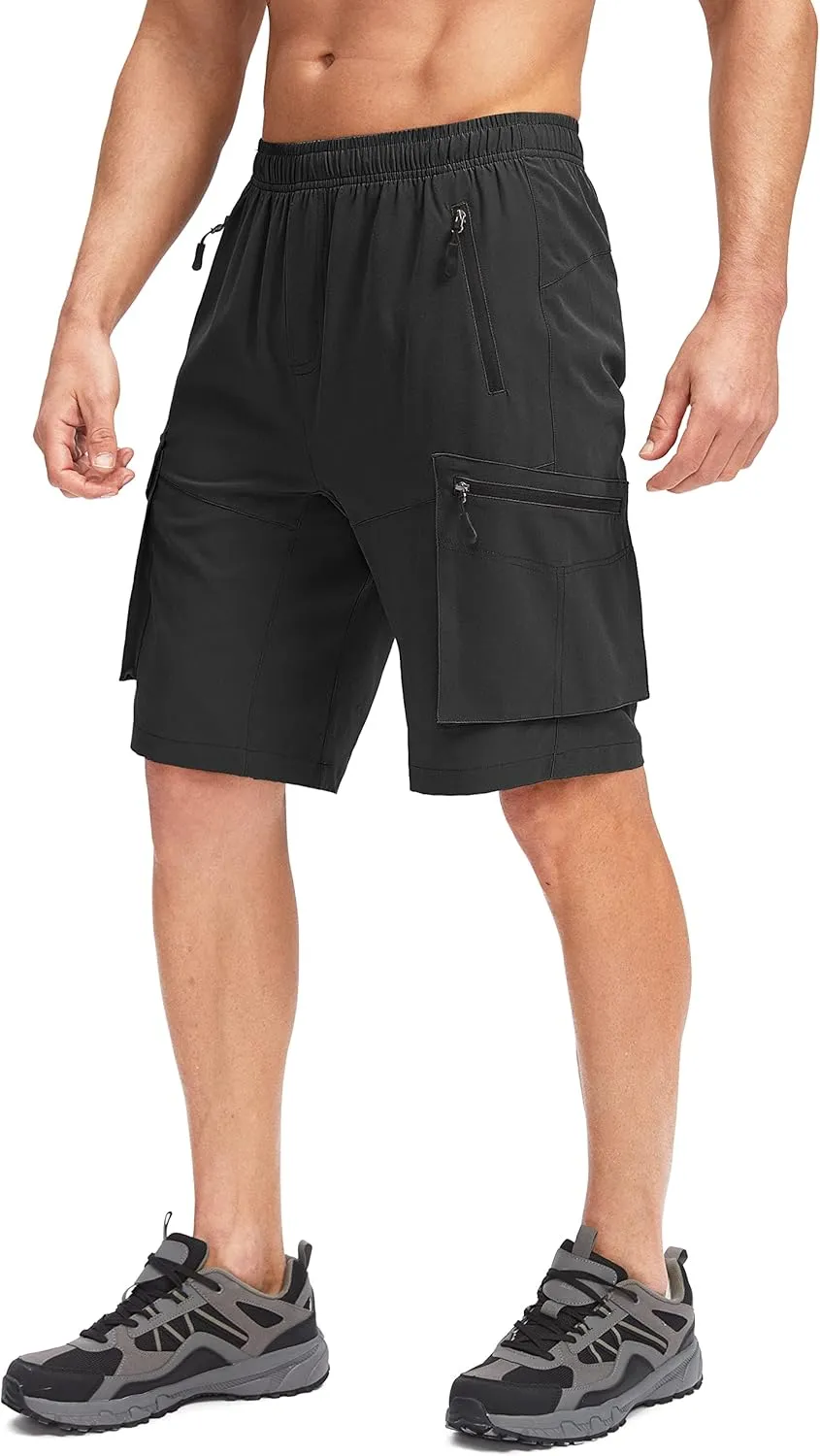 Bikewa Men's Mountain Bike Shorts 3D Padded Loose-fit Biking Riding Cycling Bicycle Biker Shorts Zipper Pockets