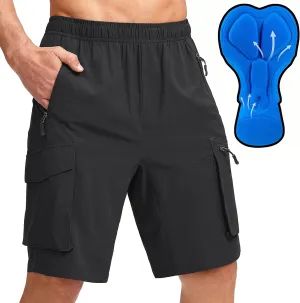 Bikewa Men's Mountain Bike Shorts 3D Padded Loose-fit Biking Riding Cycling Bicycle Biker Shorts Zipper Pockets