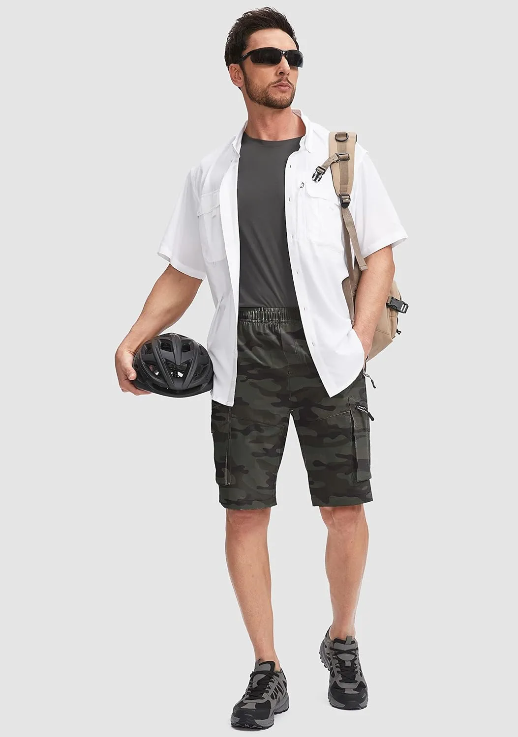 Bikewa Men's Mountain Bike Shorts 3D Padded Loose-fit Biking Riding Cycling Bicycle Biker Shorts Zipper Pockets