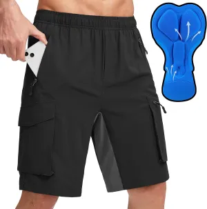 Bikewa Men's Mountain Bike Shorts 3D Padded Loose-fit Biking Riding Cycling Bicycle Biker Shorts Zipper Pockets