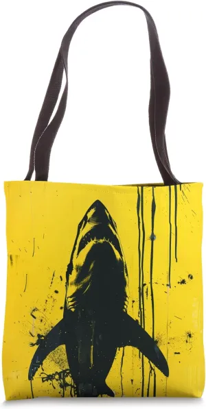 Black & Yellow Great White Shark Shadow - Sunlit Surge Tote Bag