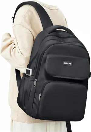 Black Backpack For College Students Women Men,Cute High School Bag,Lightweight Bookbag Casual Daypack Travel Back pack,Aesthetic School Backpack For Teens Boys Girls