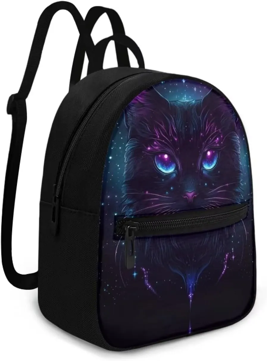Black Cat Toddler Small Backpack For Girls 2-4 Mini Princess Book Bag With Handles Preschool Backpack Handbag With Front Pocket