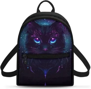 Black Cat Toddler Small Backpack For Girls 2-4 Mini Princess Book Bag With Handles Preschool Backpack Handbag With Front Pocket