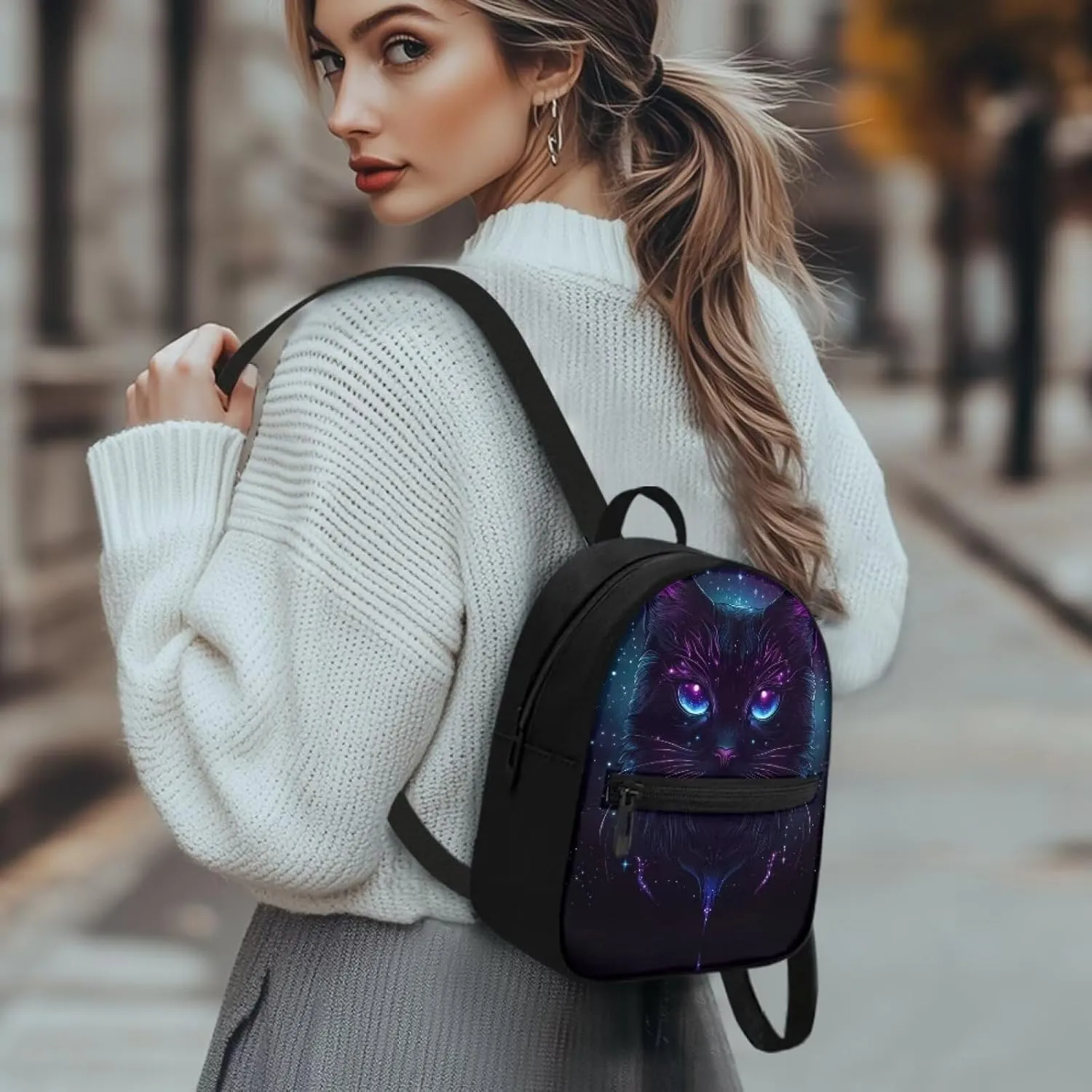 Black Cat Toddler Small Backpack For Girls 2-4 Mini Princess Book Bag With Handles Preschool Backpack Handbag With Front Pocket
