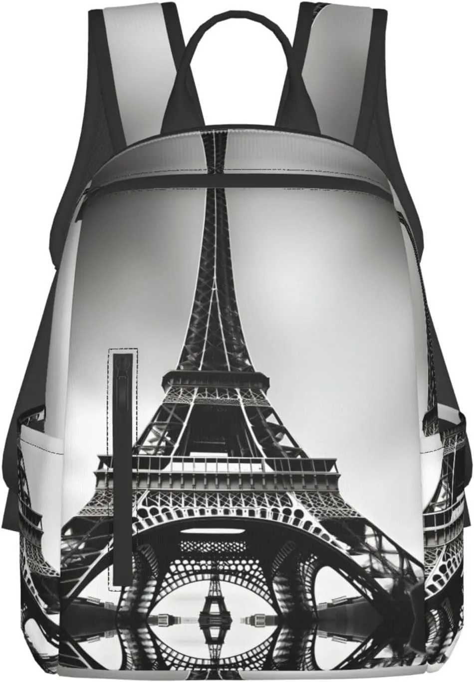 Black Paris Eiffel Tower print Lightweight Laptop Backpack Travel Daypack Bookbag for Women Men for Travel Work