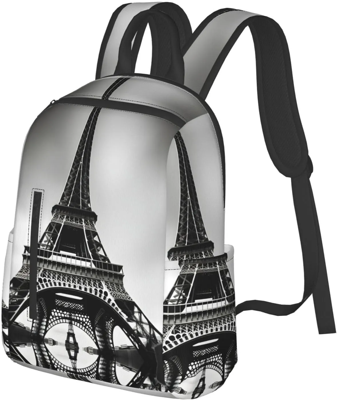 Black Paris Eiffel Tower print Lightweight Laptop Backpack Travel Daypack Bookbag for Women Men for Travel Work