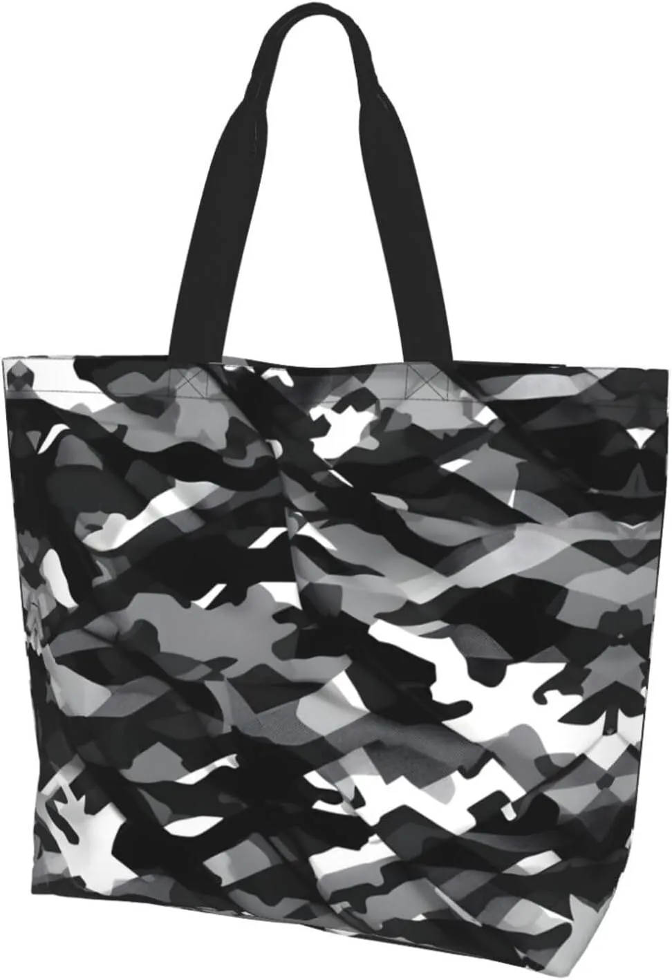 Black White Glitter Print Shoulder Bag For Women Shopping Bags Tote Bag Large Storage Handbag Grocery Bags