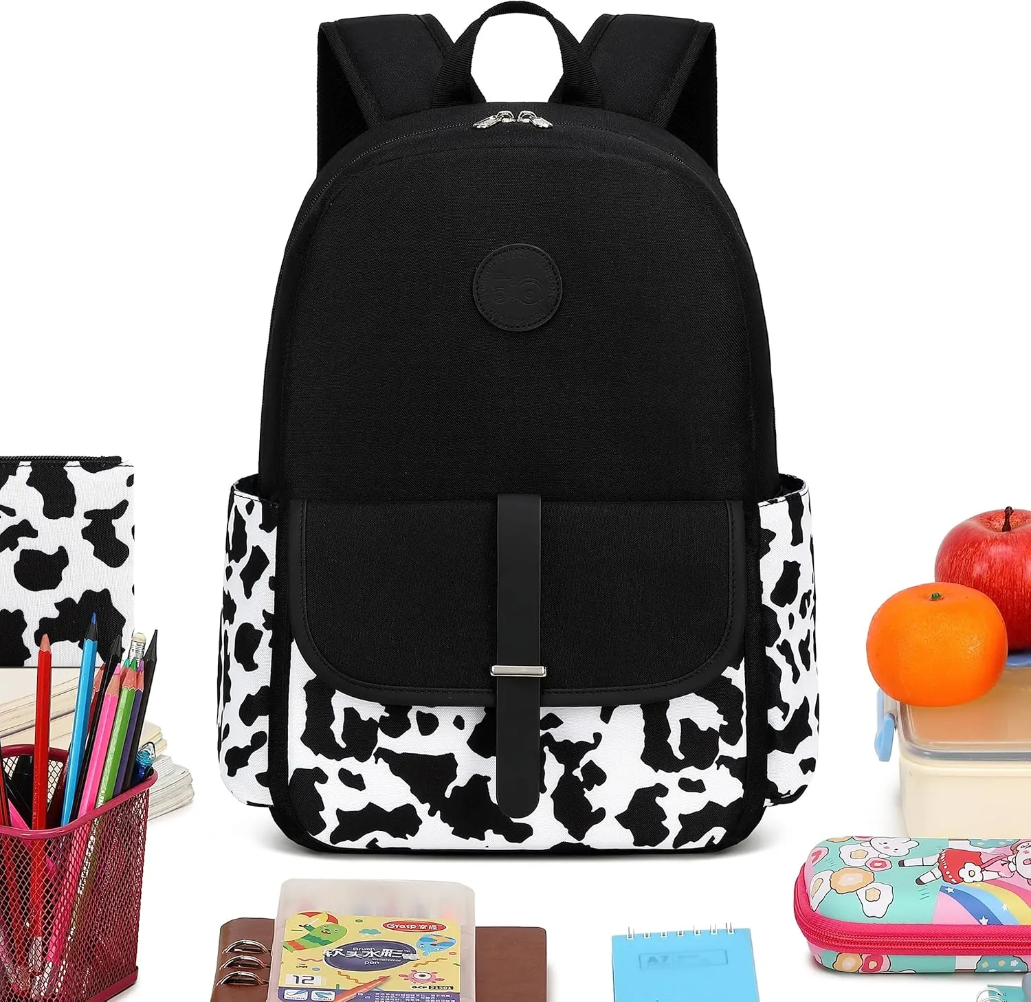 Bluboon College Laptop Backpack School Bookbag Travel School Bag for High School(Cow-Black)