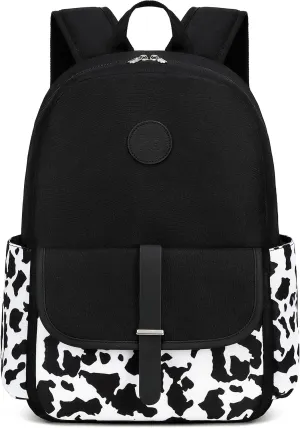 Bluboon College Laptop Backpack School Bookbag Travel School Bag for High School(Cow-Black)