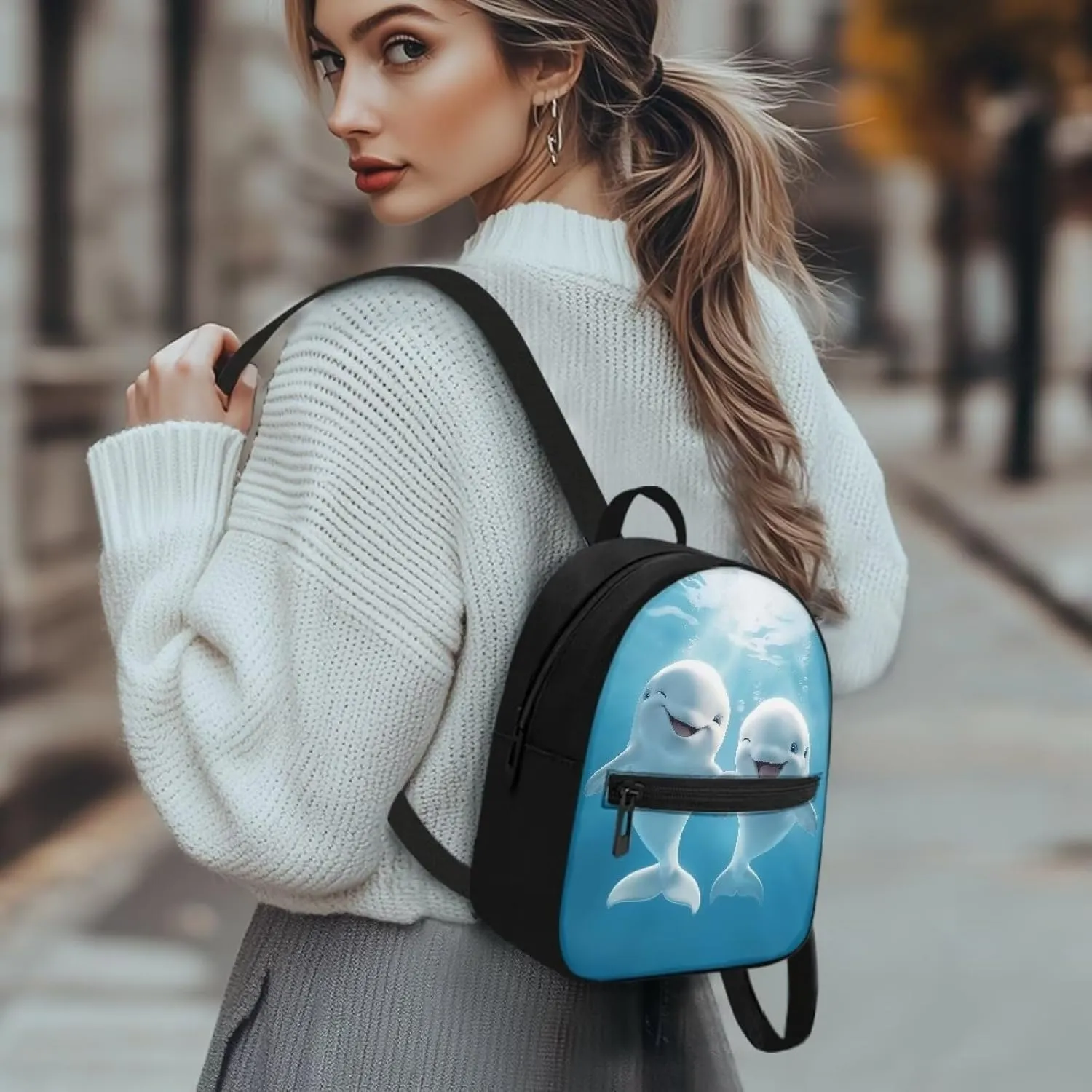 Blue Dolphin Toddler Backpack for Girls 1-3 Kindergarten Book Bag for First School Girl And Boy Birthday Holiday Travel