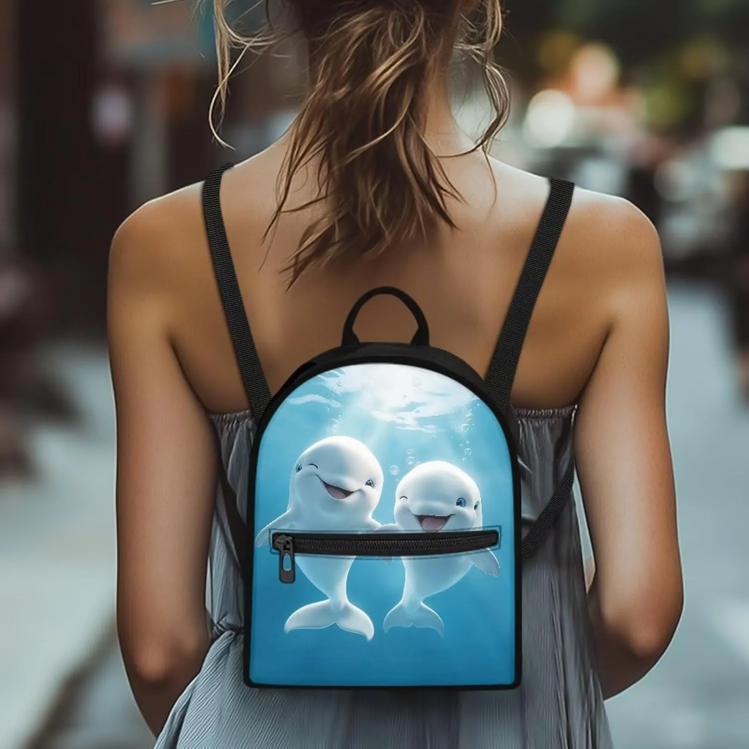 Blue Dolphin Toddler Backpack for Girls 1-3 Kindergarten Book Bag for First School Girl And Boy Birthday Holiday Travel