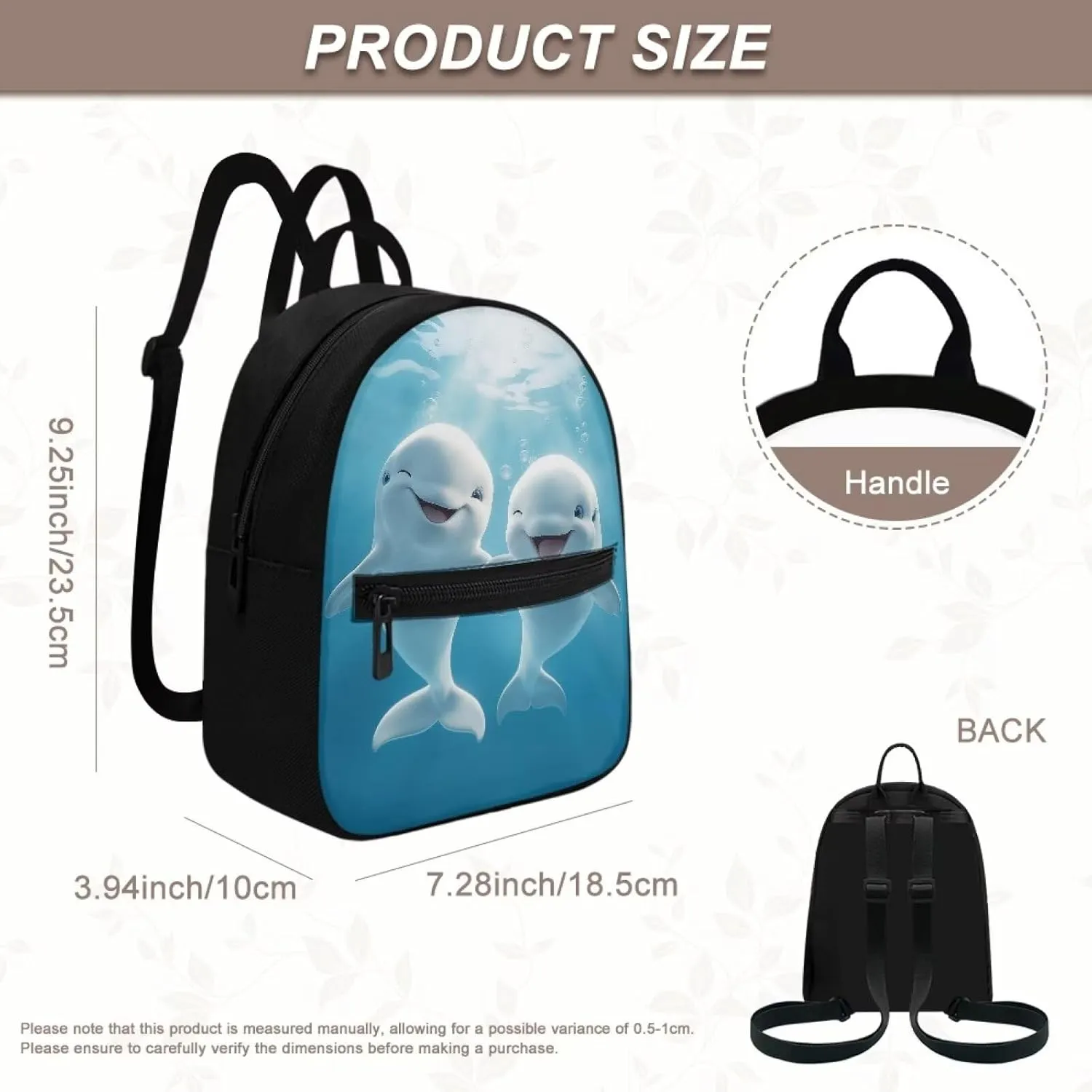 Blue Dolphin Toddler Backpack for Girls 1-3 Kindergarten Book Bag for First School Girl And Boy Birthday Holiday Travel