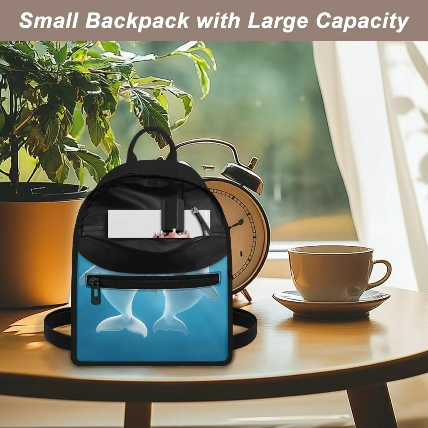 Blue Dolphin Toddler Backpack for Girls 1-3 Kindergarten Book Bag for First School Girl And Boy Birthday Holiday Travel